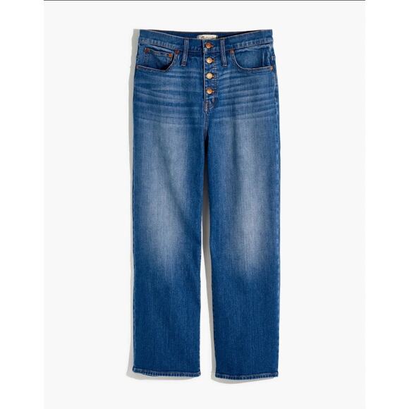 Madewell Slim Wide Leg Crop Olympia Wash Button Front Jeans US Women's 32 - Picture 1 of 8